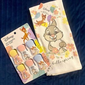 Disney Bambi • Thumper • Set of 2 Spring Kitchen Towels & Magnetic Bag Clips